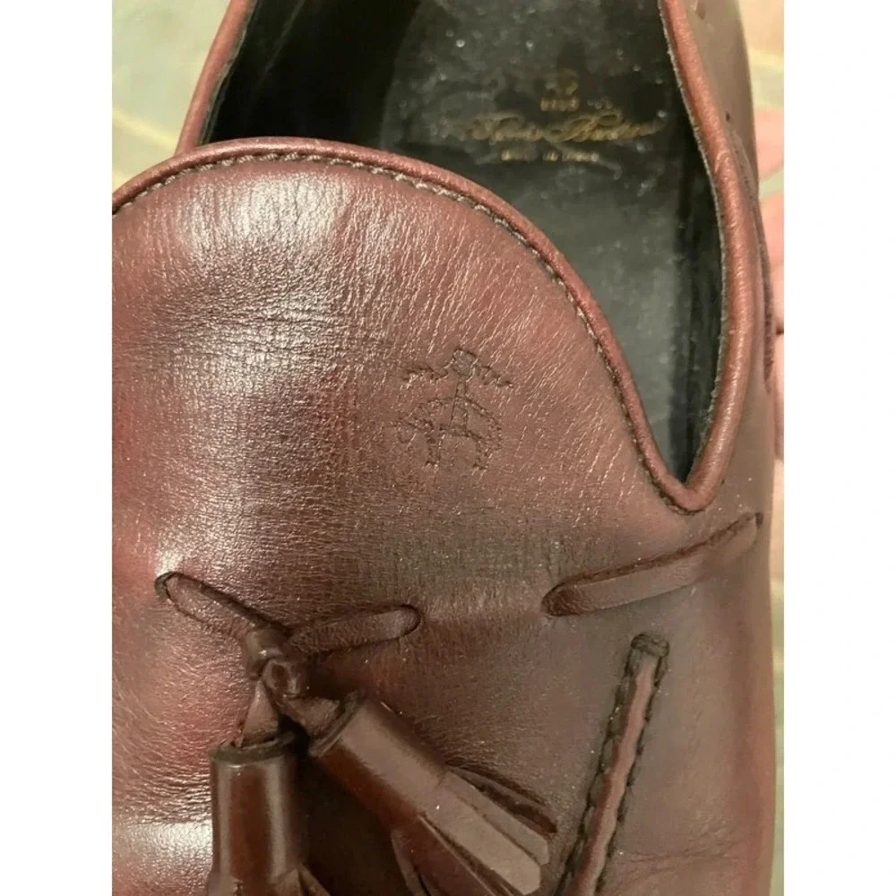 Brooks Brothers 1818 Brown Leather Penny Loafers Shoes 12 Italy Old Money Good